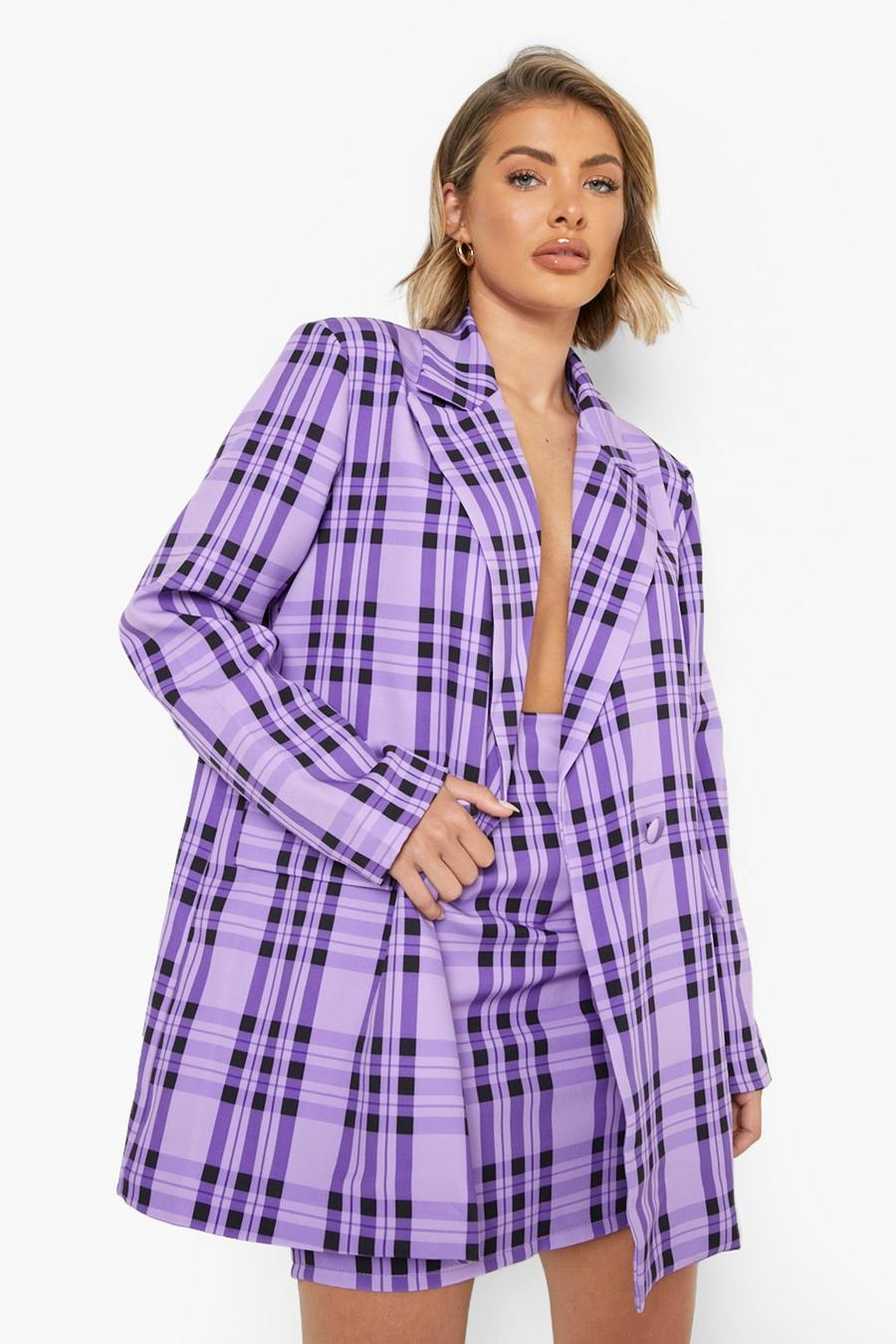 Purple Check Oversized Blazer