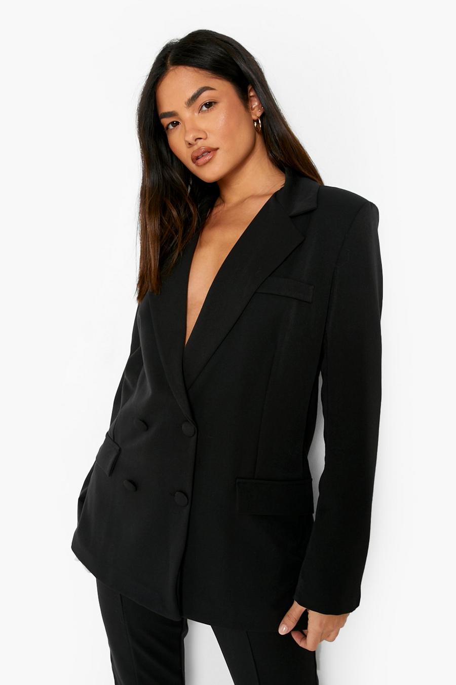 Black Double Breasted Tailored Blazer image number 1