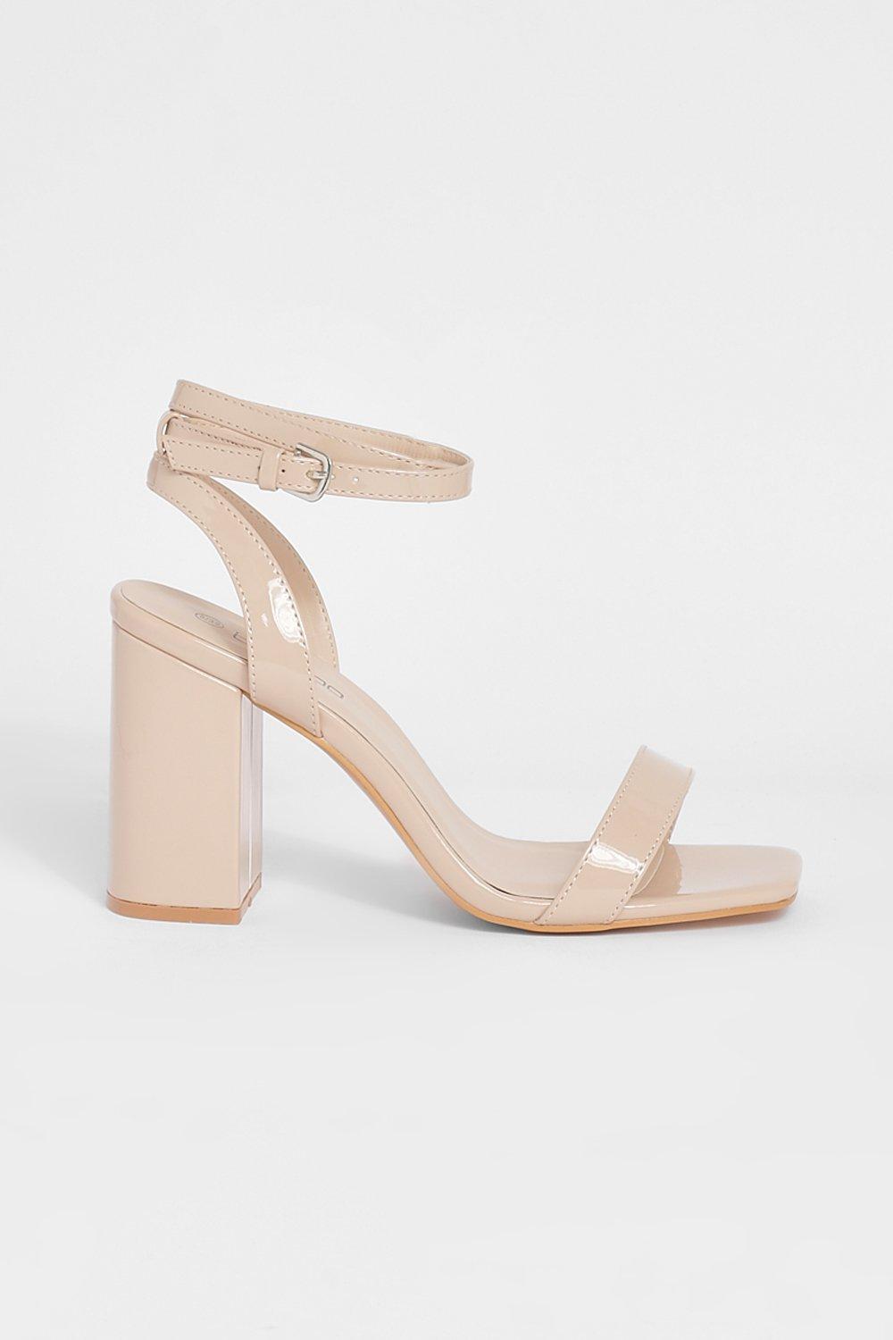 Nude patent best sale block heels