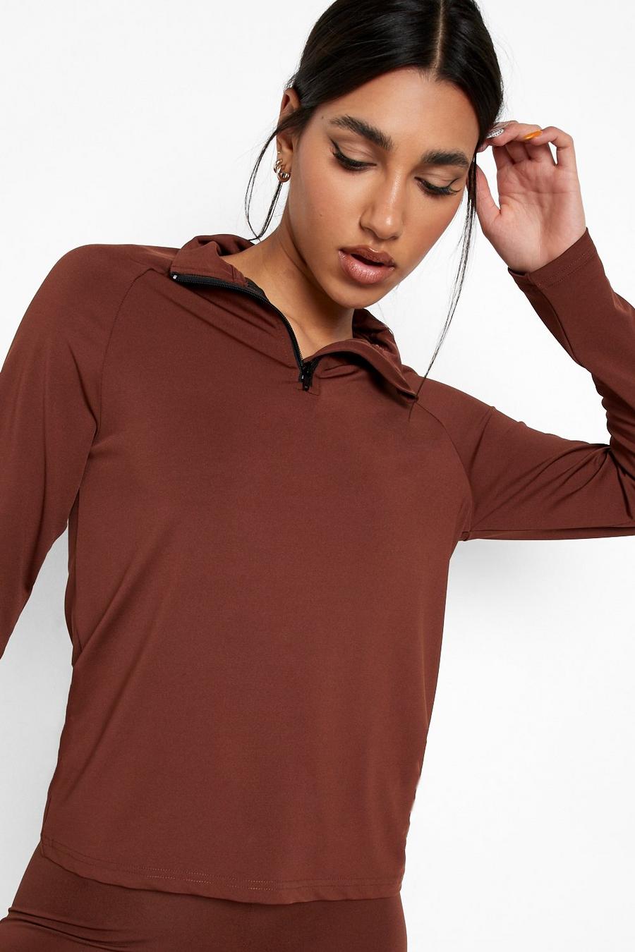 Chocolate marron Funnel Neck Active Top image number 1