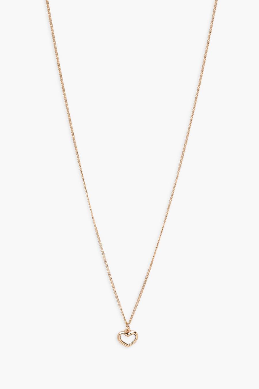 Gold metallic Simple Small Heart Chain Necklace image number 1