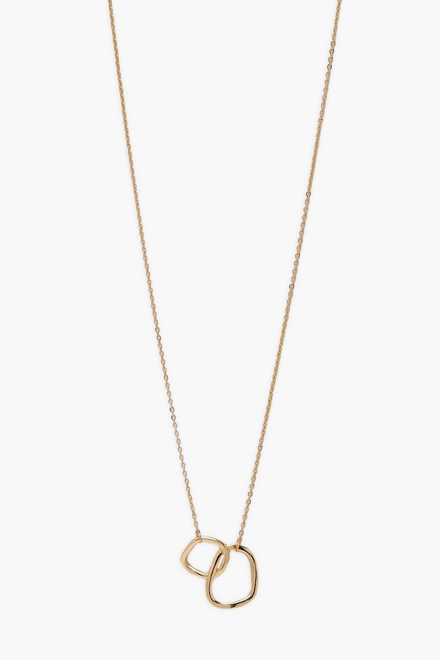 Gold metallic Interlocking Pendant Chain Necklace image number 1