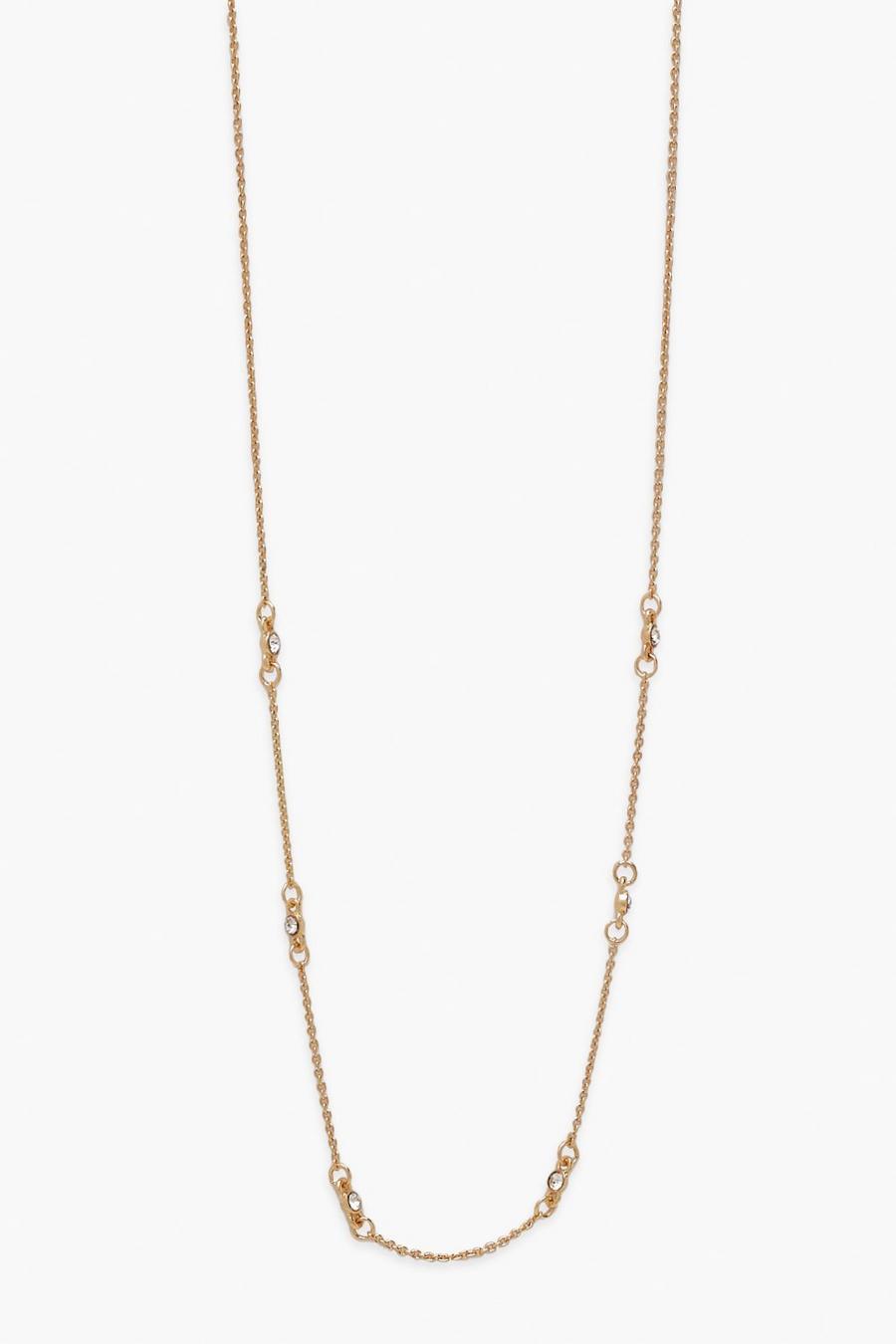 Gold Simple Diamante Chain Necklace image number 1