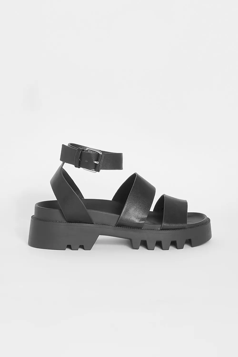 Black chunky strap sandals best sale