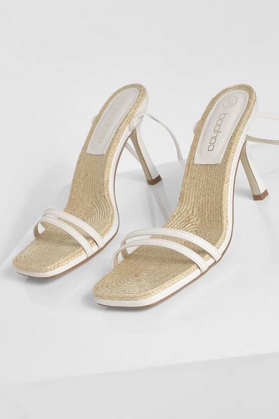 boohoo beige Rope Double Strap Wrap Up Sandal
