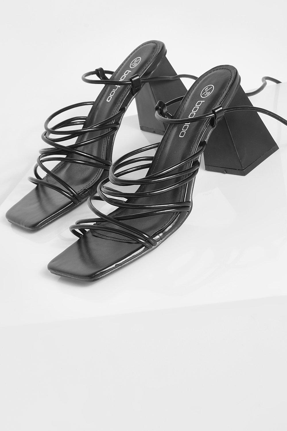 Lace up 2024 mid block heels