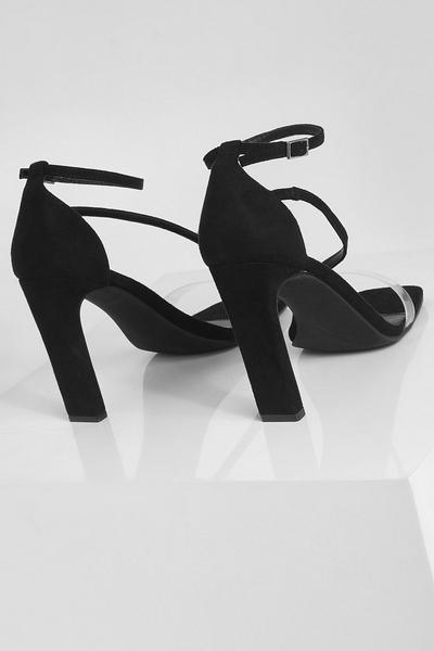 boohoo black Wide Fit Clear Asymmetric Sandal