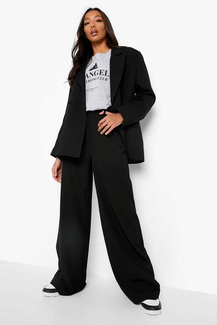 Black Slouchy Relaxed Fit Dress Pants image number 1