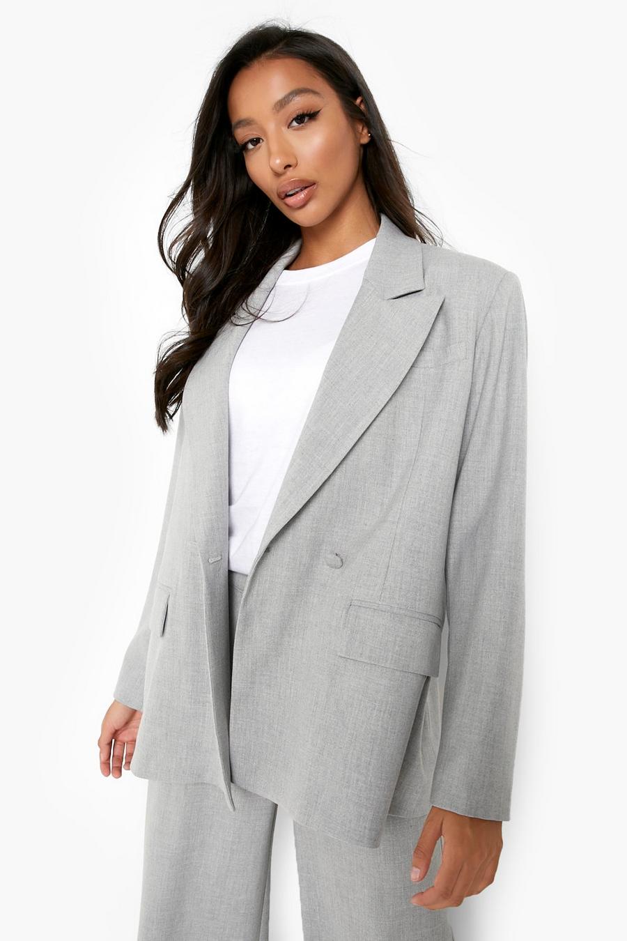Grey marl grå Marl Boxy Tailored Blazer image number 1