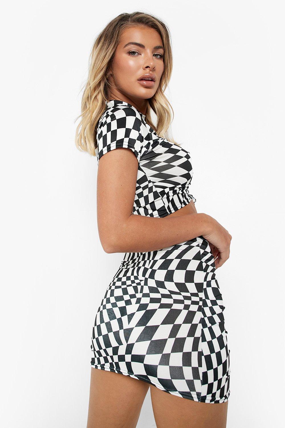 Checkered bodycon outlet skirt