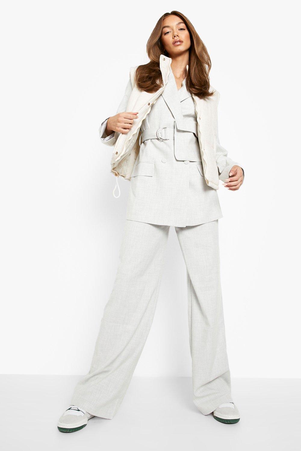 Cream belted longline blazer sale