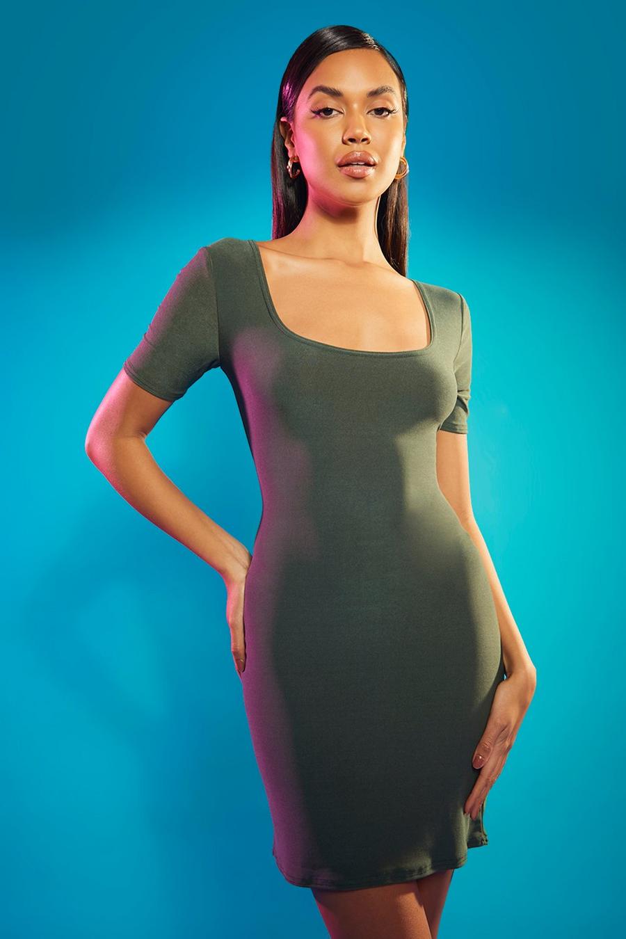 Emerald Short Sleeve Scoop Neck Mini Dress image number 1