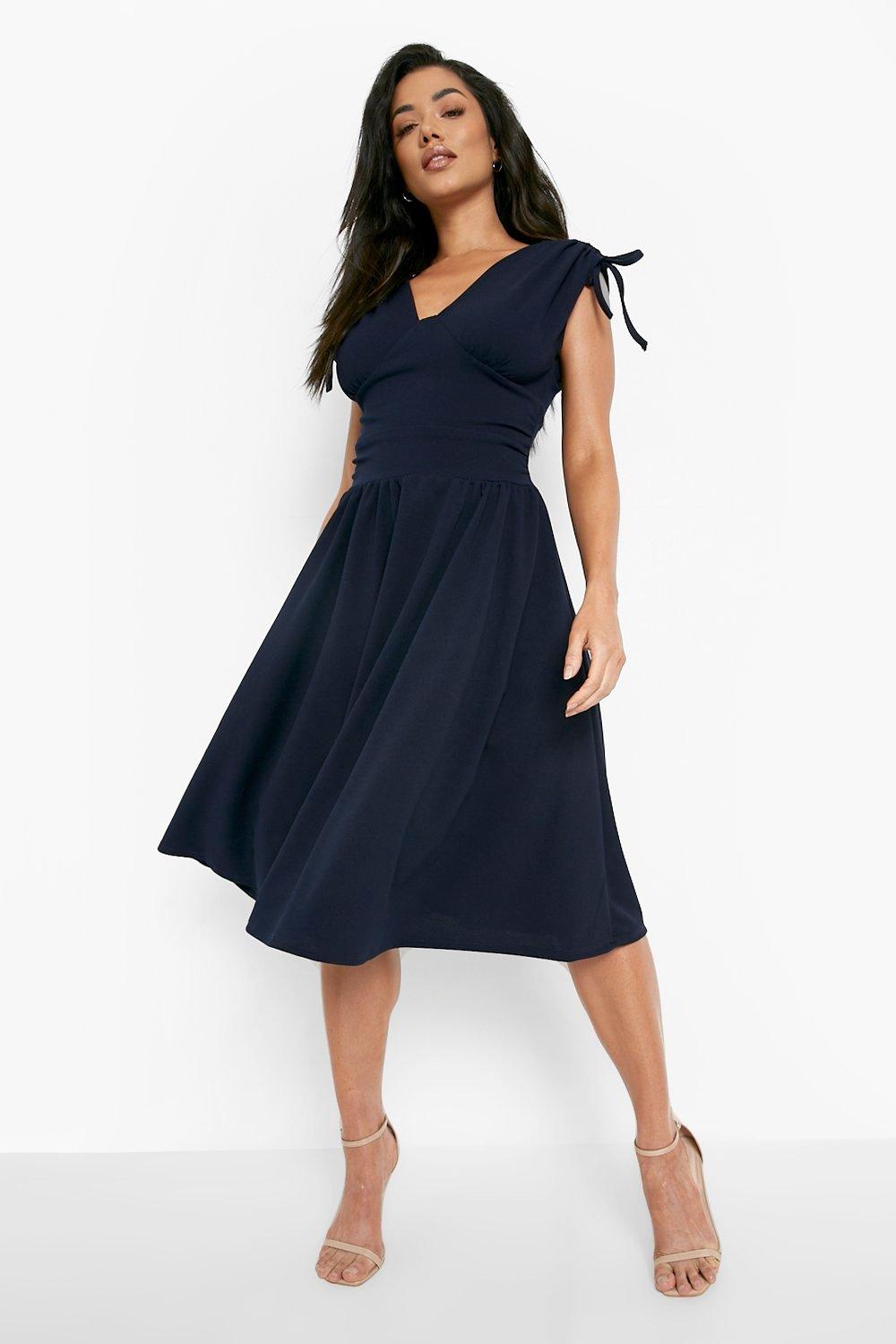 navy midi skater dress