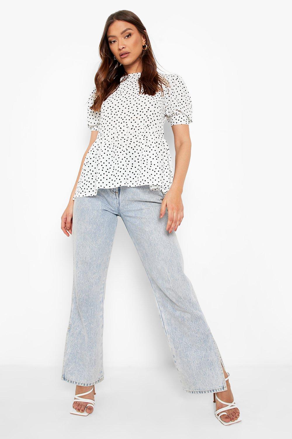 boohoo polka dot blouse