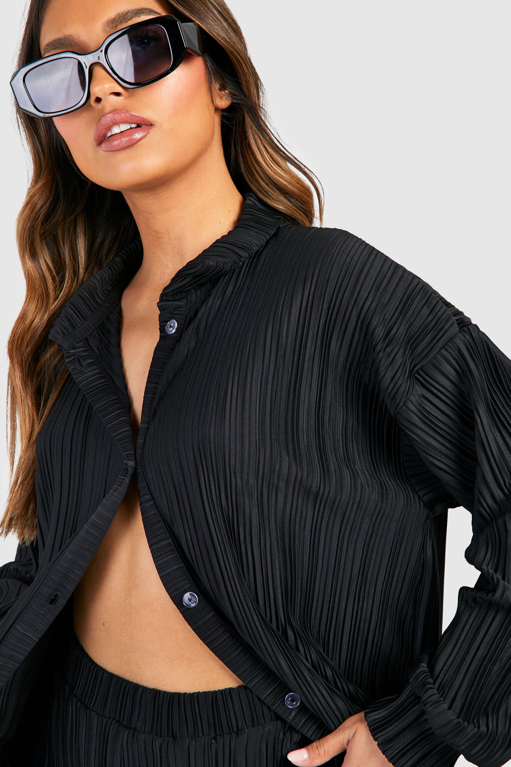 Women's Plisse Oversized Relaxed Fit Shirt