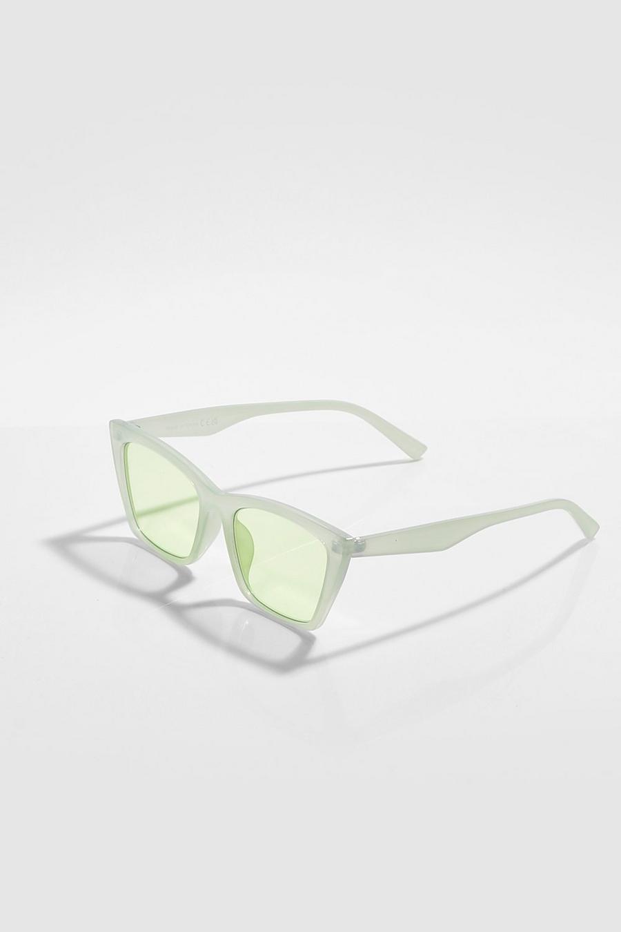 Sage green Crystal Frame Cat Eye Sunglasses