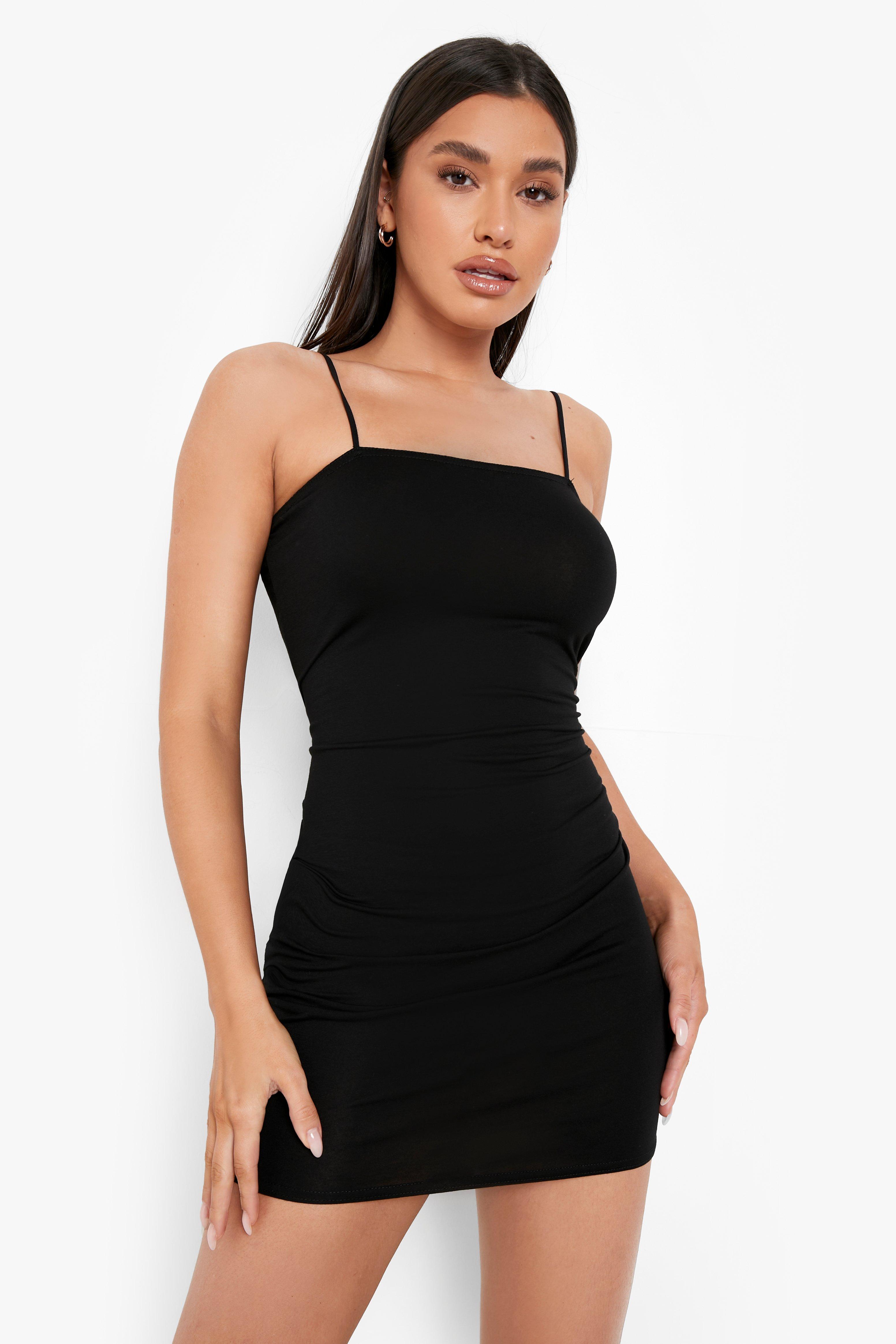 Black strappy mini dress sale