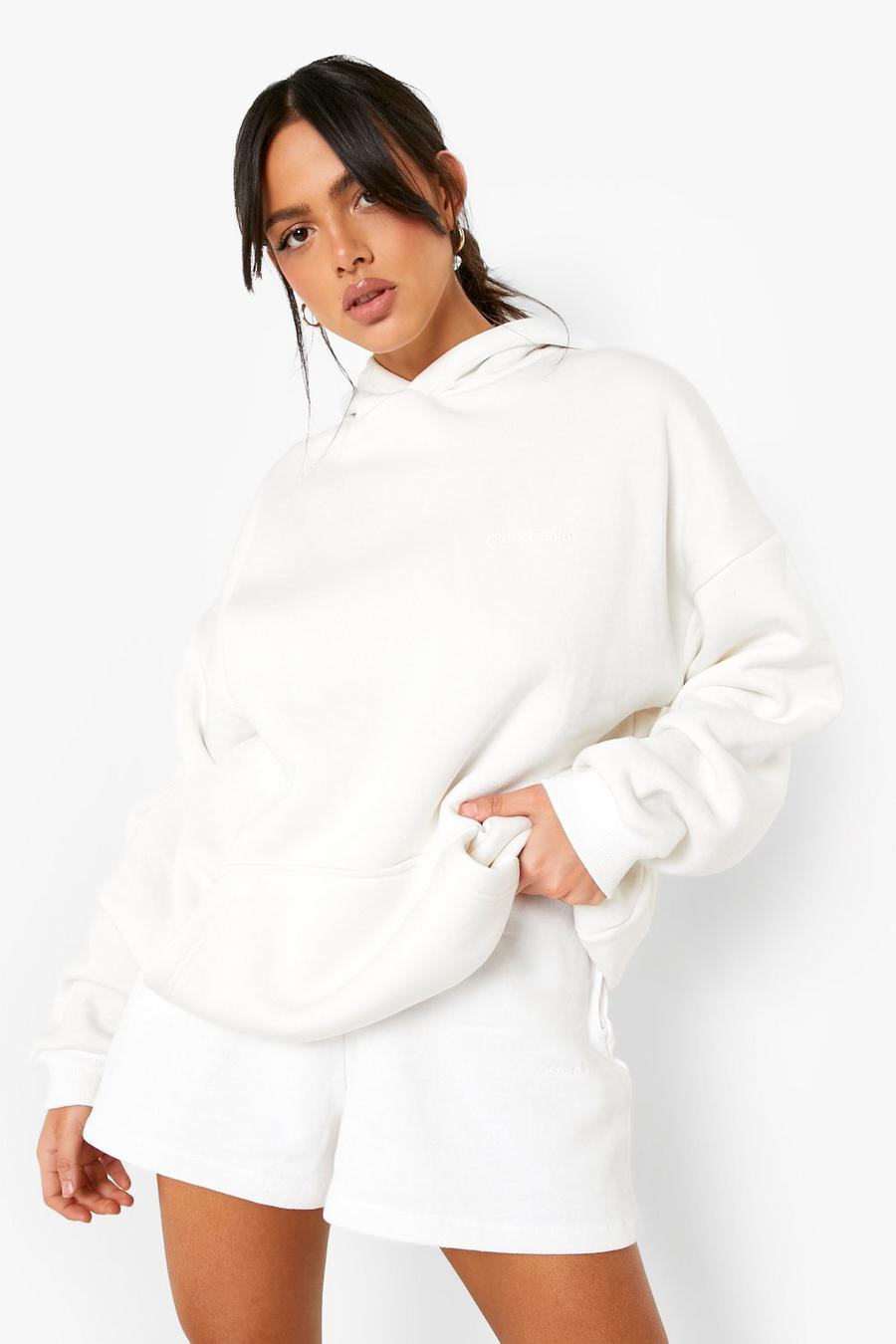 Ecru white Oversize hoodie i återvunnet tyg
