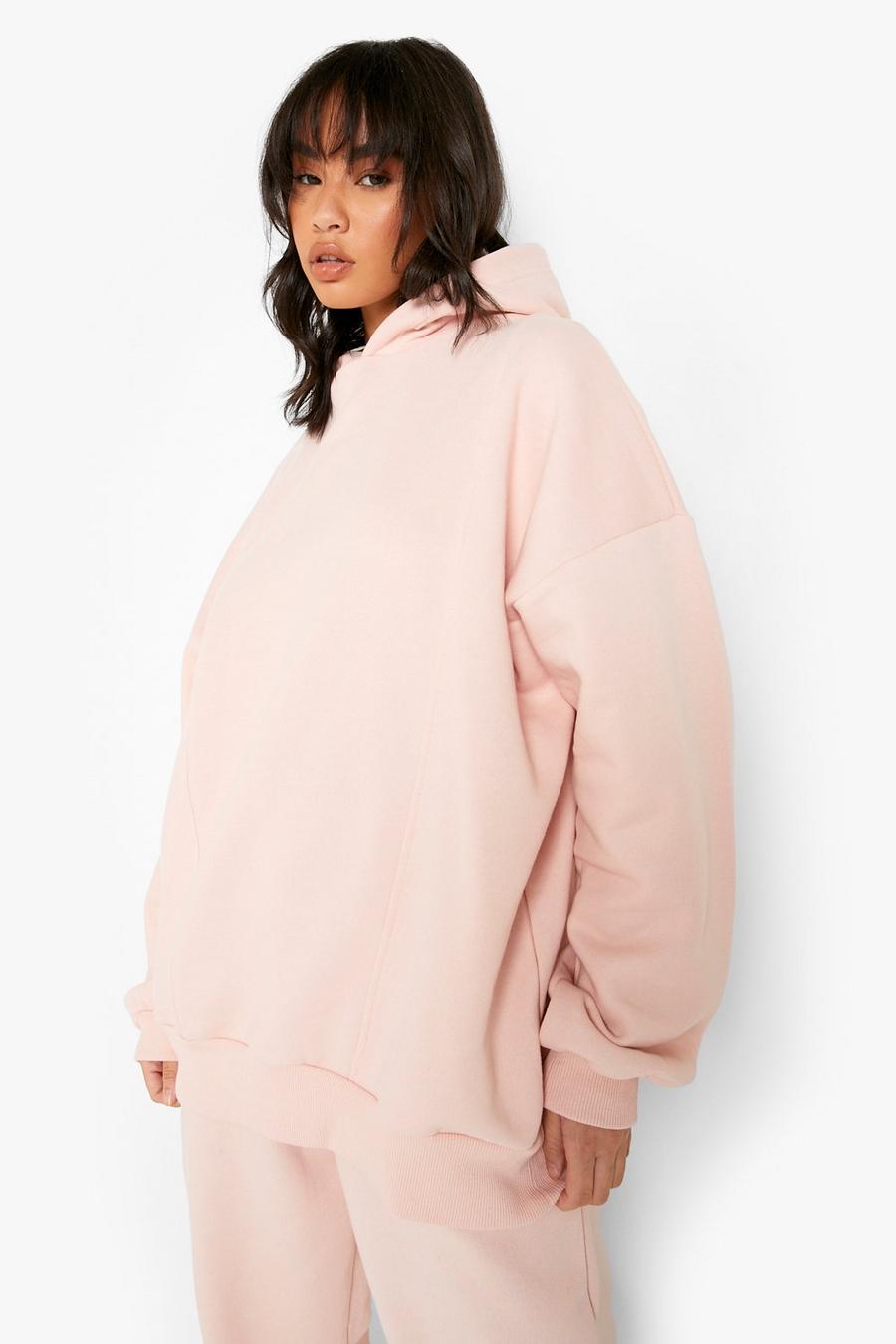 Rose pink Recycled Seam Detail Oversized Hoodie image number 1
