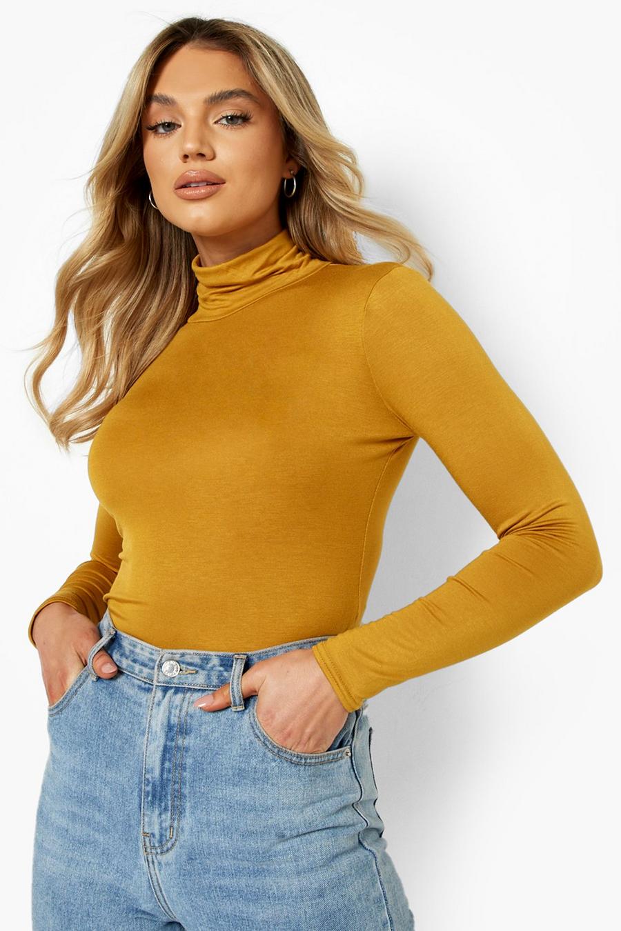 Mustard Long Sleeve Roll Neck Top image number 1