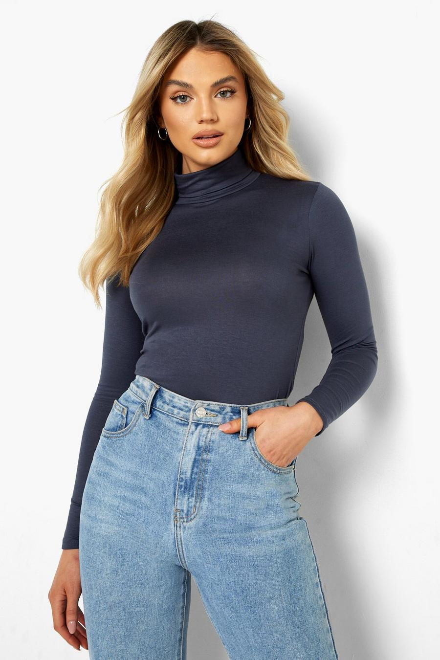 Slate Long Sleeve Roll Neck Top image number 1