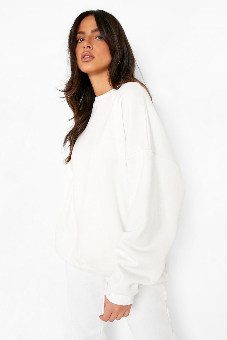 Ecru white Recycled Premium Oversized Sweatshirt