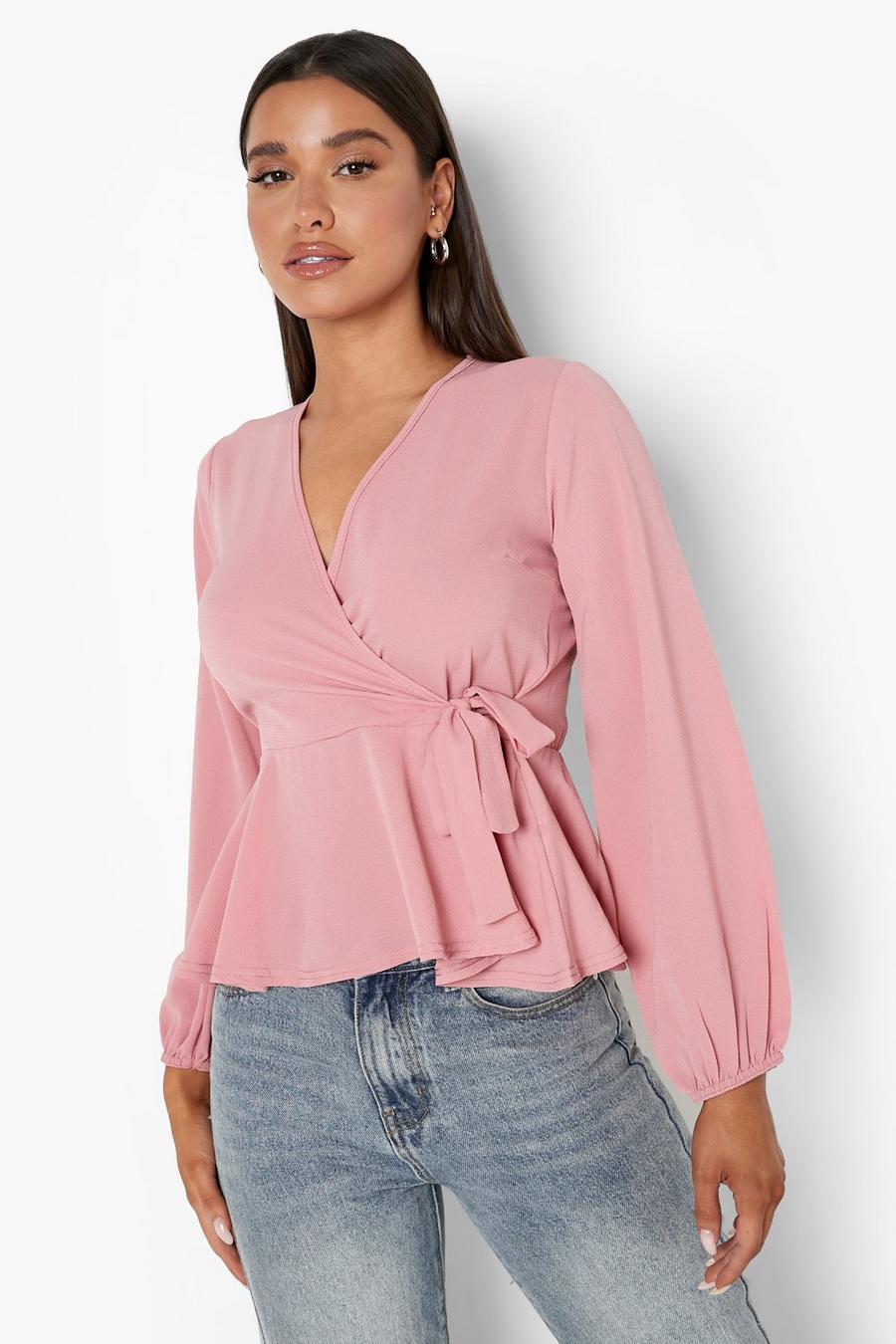 Rose Woven Balloon Sleeve Blouse image number 1