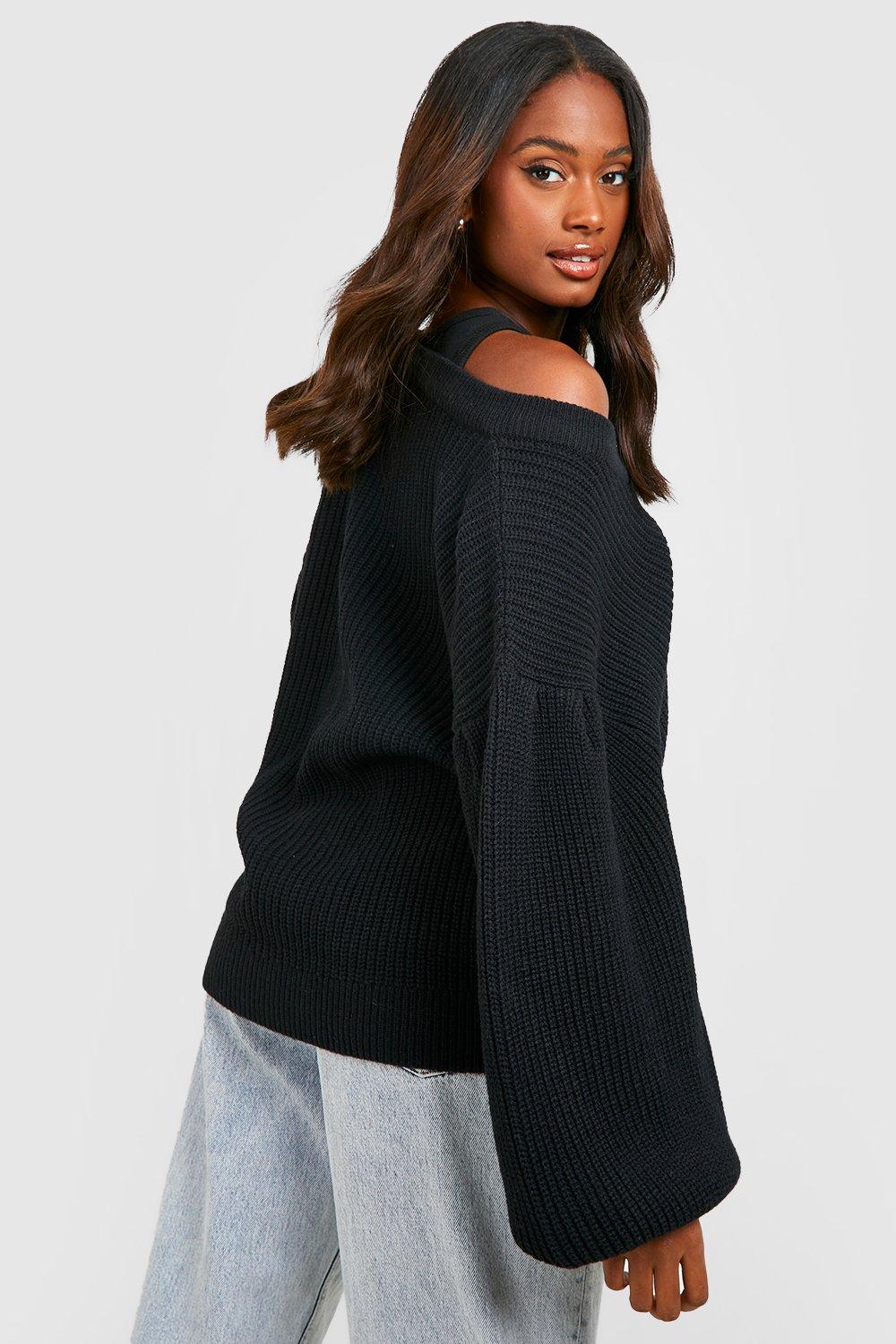 Black Balloon Sleeve Cardigan