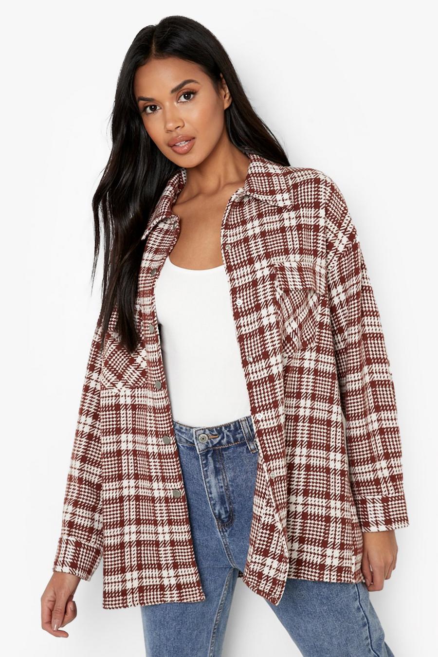 Rust Oversized Check Shacket image number 1