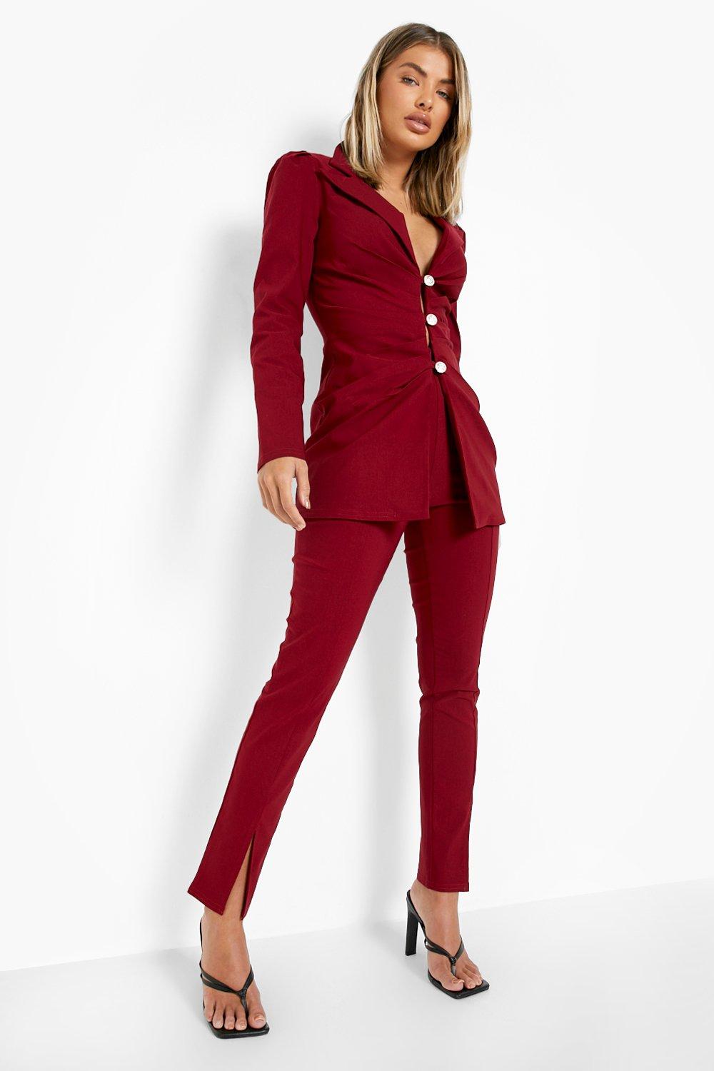 Ladies red shop trouser suits uk