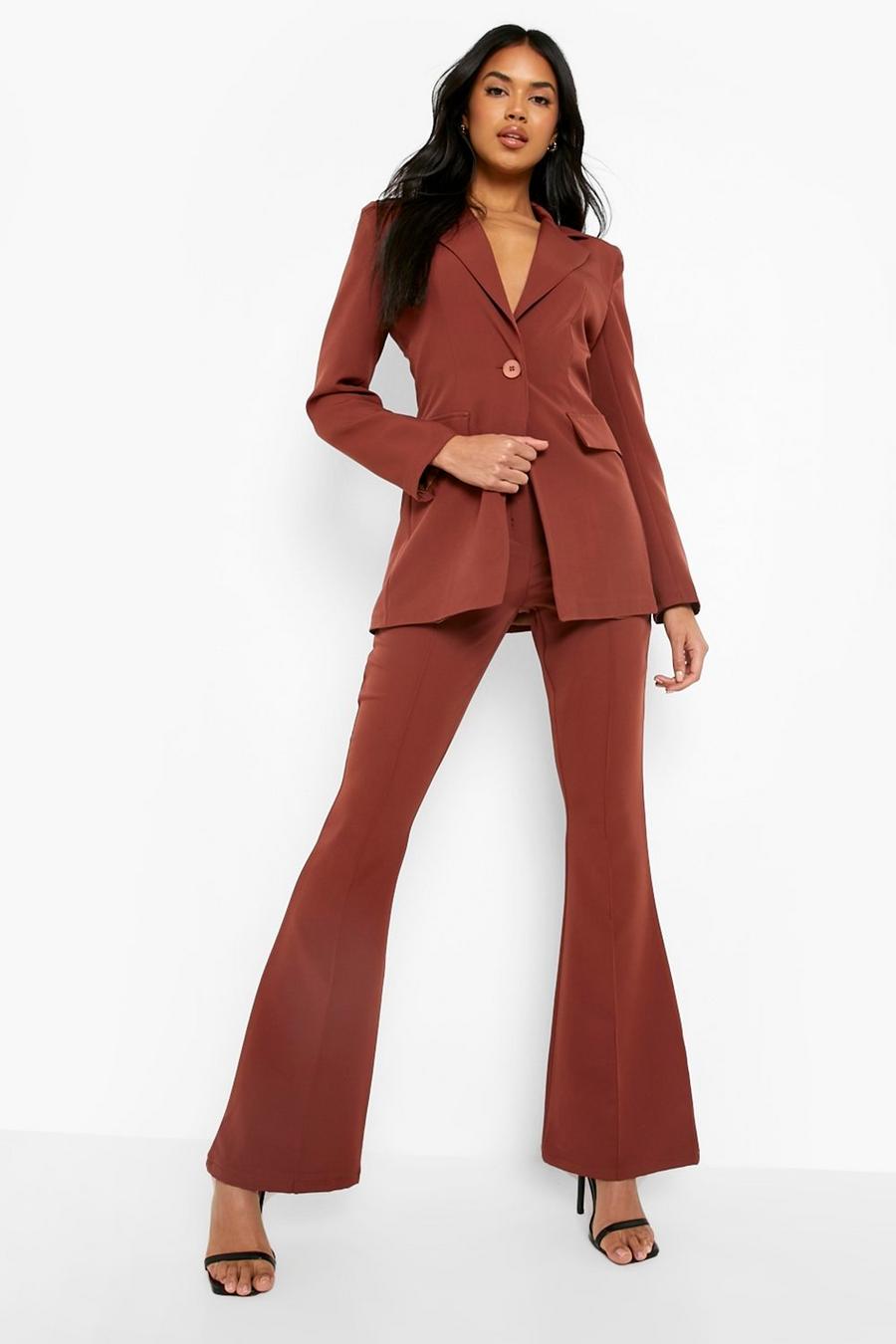Chocolate brown Seam Detail Fit & Flare Pants