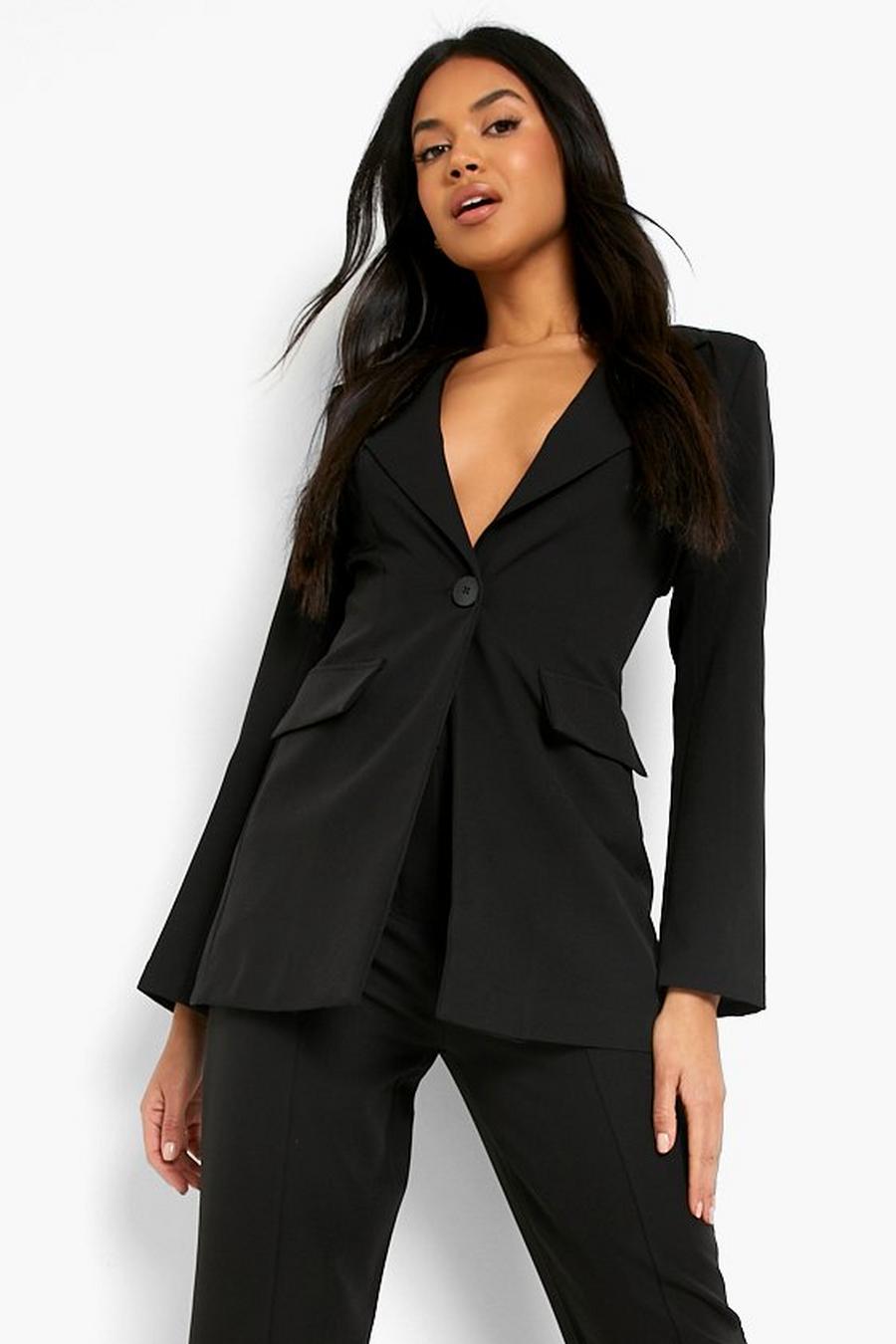 Black Fitted Single Breasted Tailored Blazer image number 1
