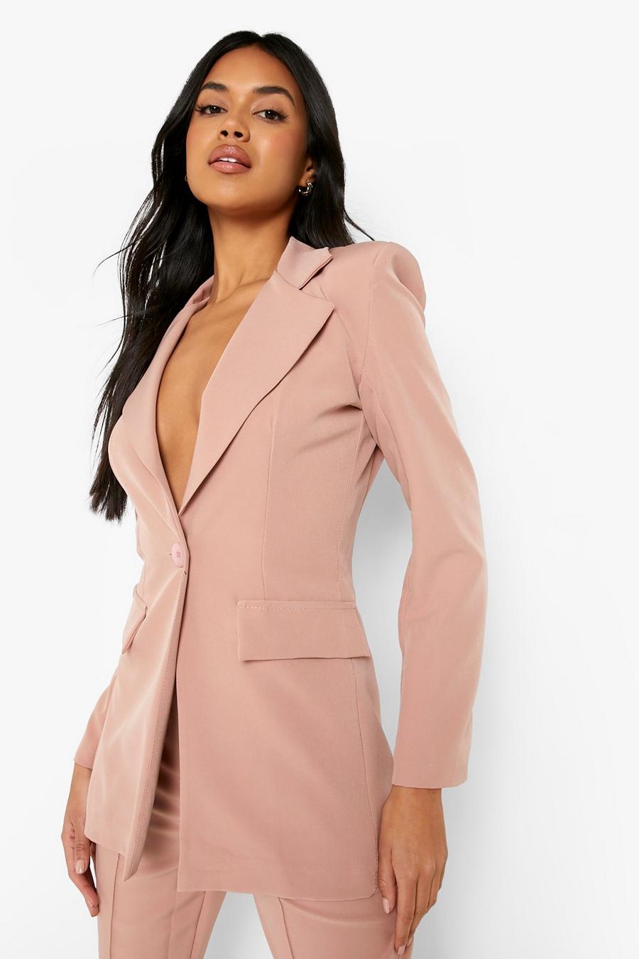 Nude Fitted Single Breasted Tailored Blazer image number 1
