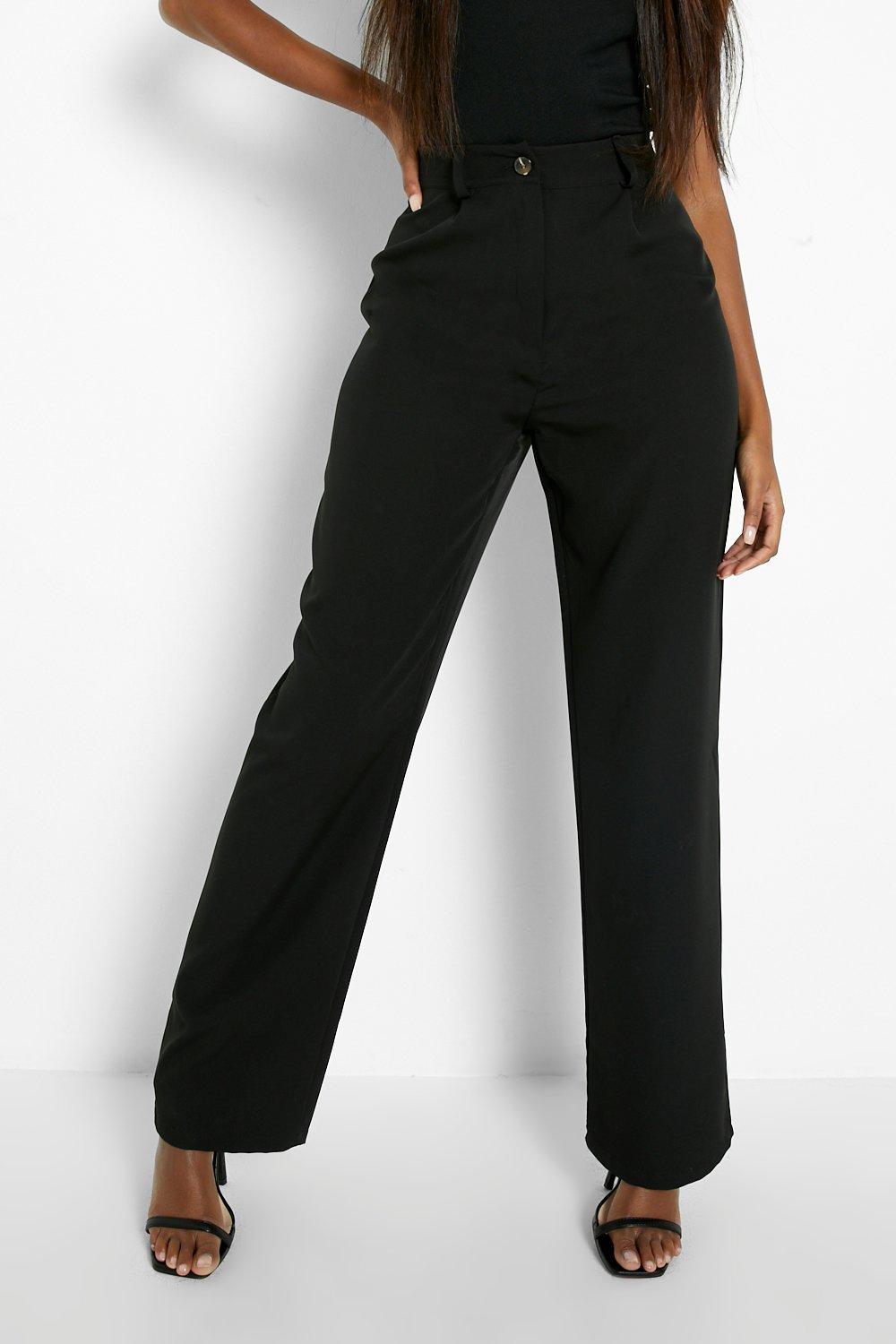 Black Super High Waisted Belted Wide Leg Pants