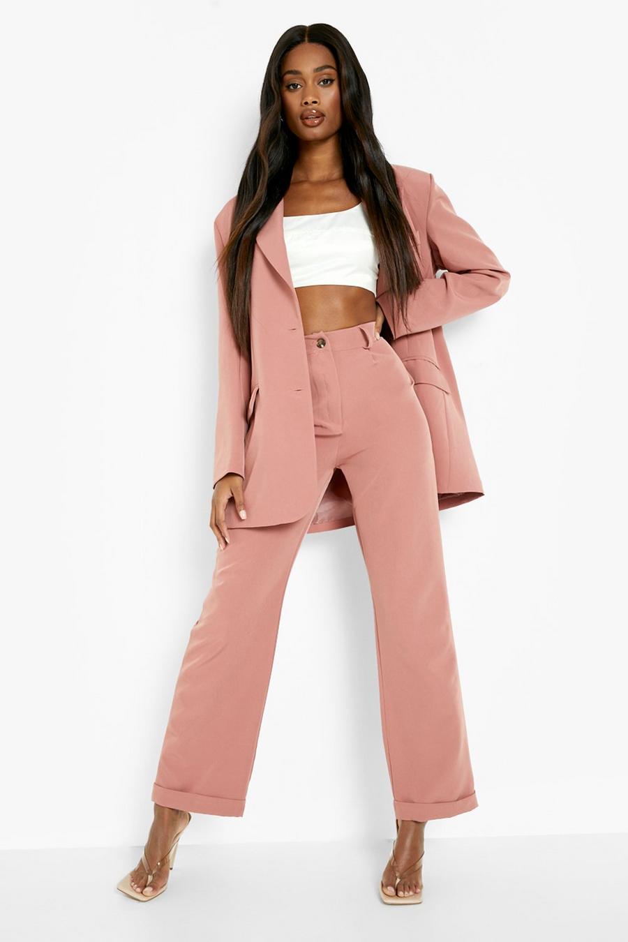 Desert rose Turn Up Tailored Wide Leg Trousers image number 1