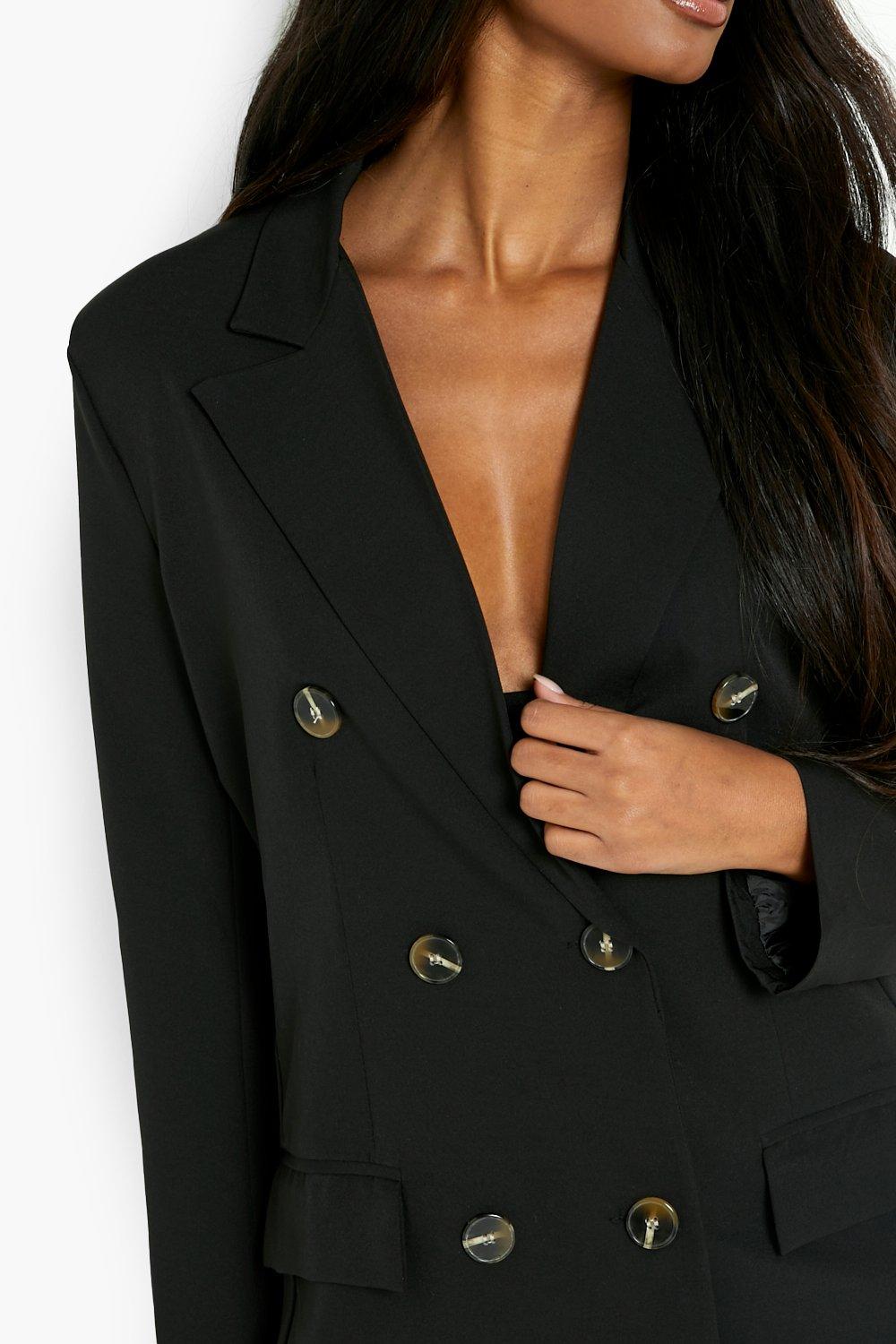 Women's Double Breasted Longline Blazer | Boohoo UK