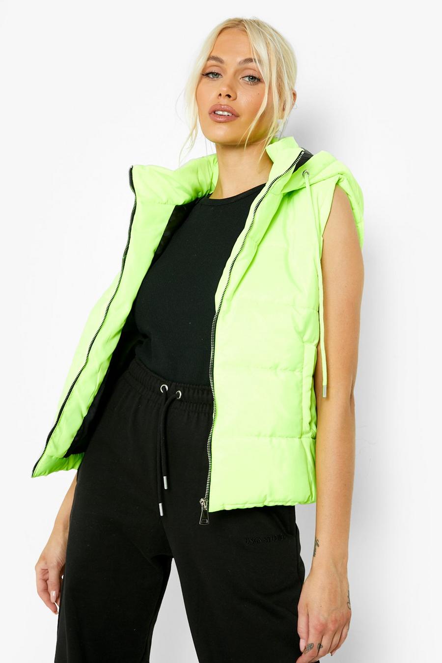 Bright green Hooded Padded Vest image number 1
