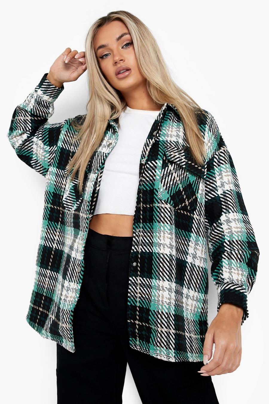 Oversized Green Check Shacket image number 1
