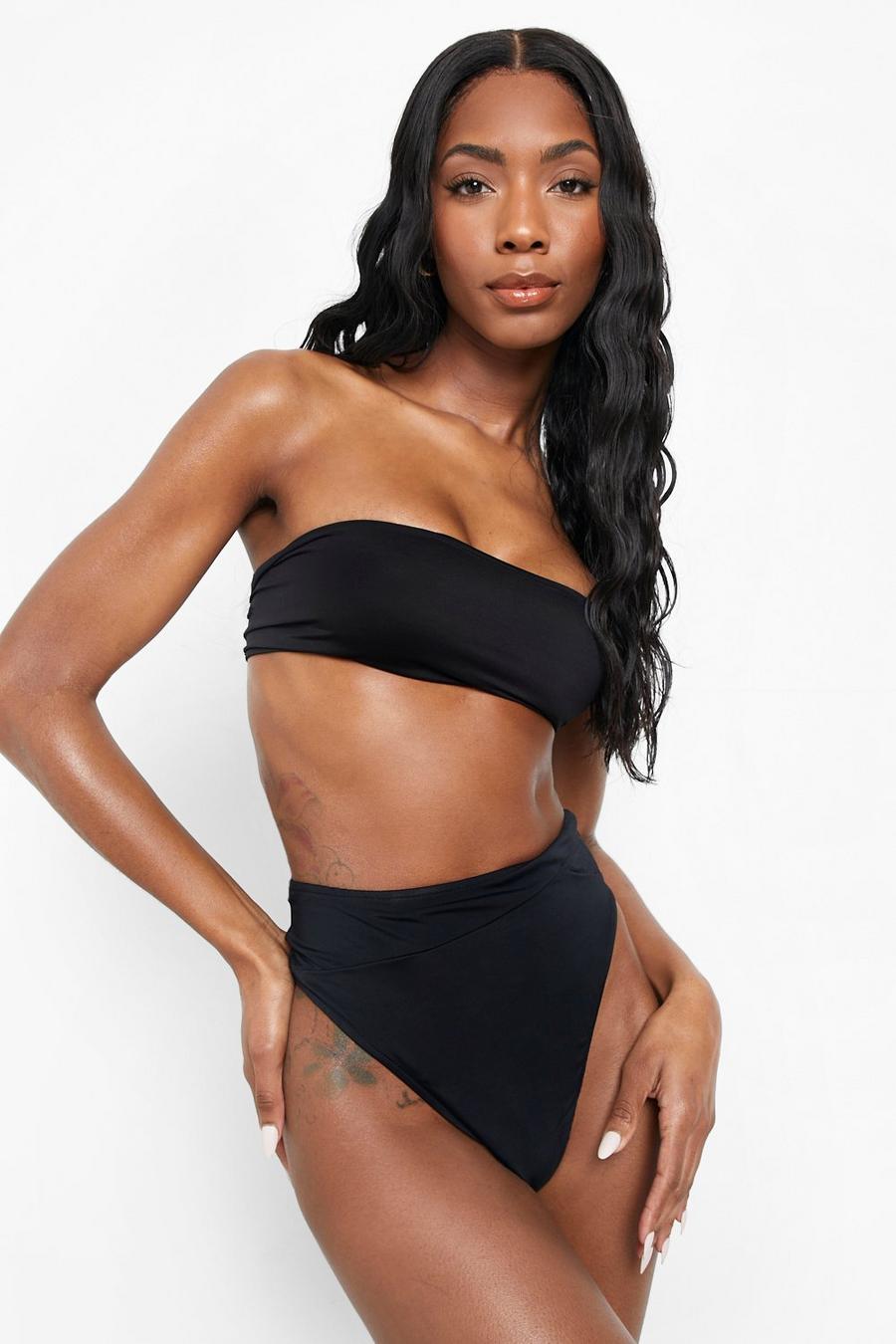 Black negro Highwaisted Seam Detail Bikini Briefs