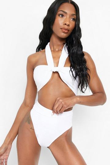 Highwaisted Seam Detail Bikini Briefs white