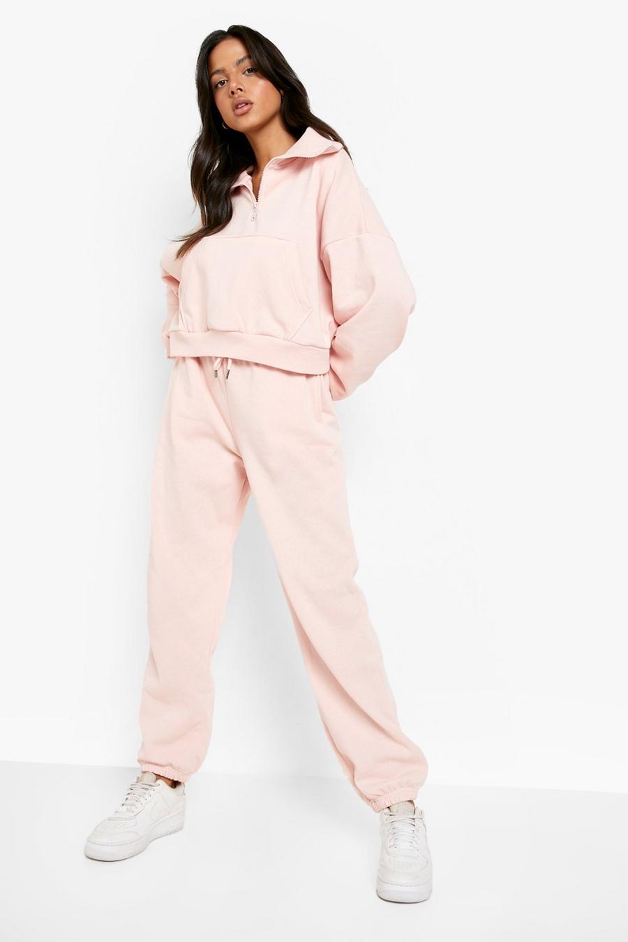 Blush Recycled Zip Sweat Cuff Hem Track Pants Tracksuit image number 1