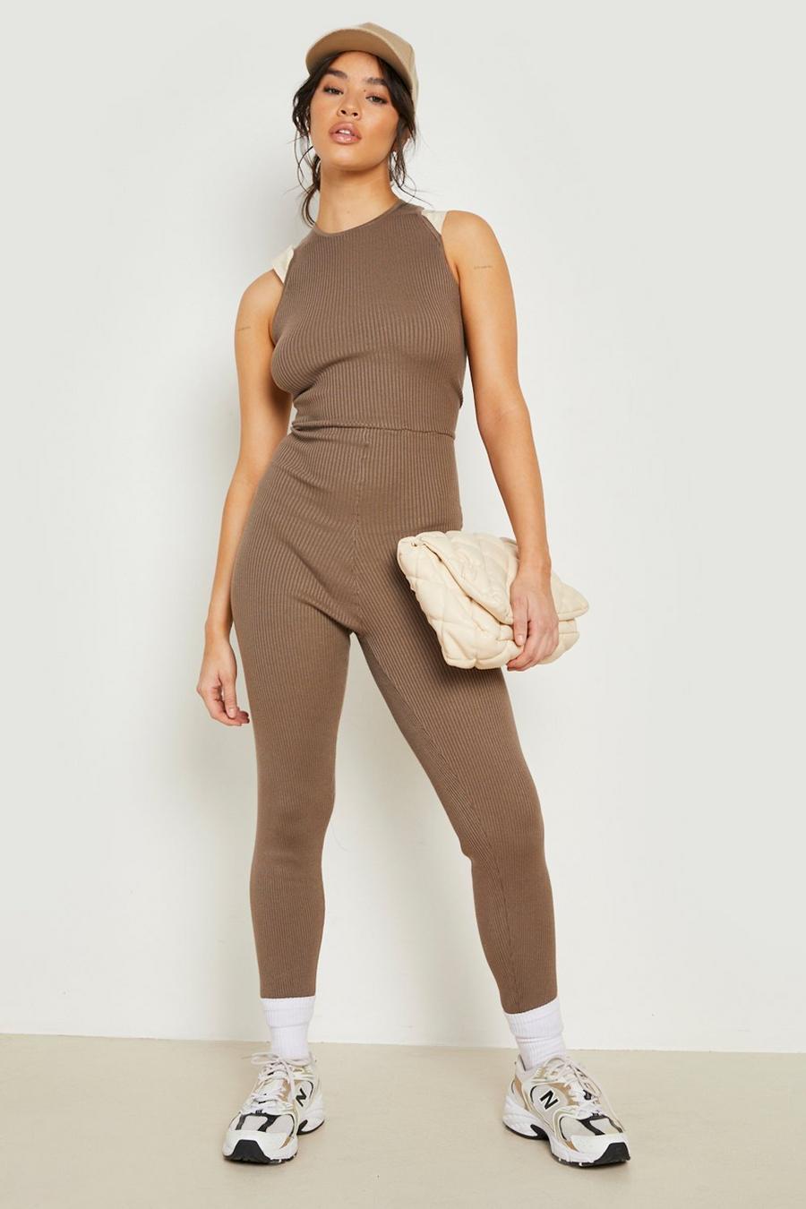 Mocha Woman Strap Sculpt Knitted Jumpsuit image number 1