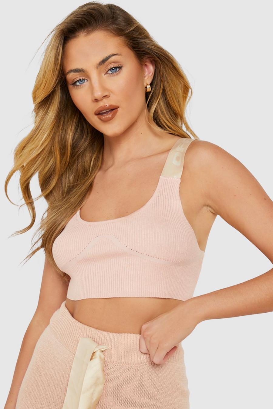 Nude Woman Strap Sculpt Knitted Crop Top image number 1