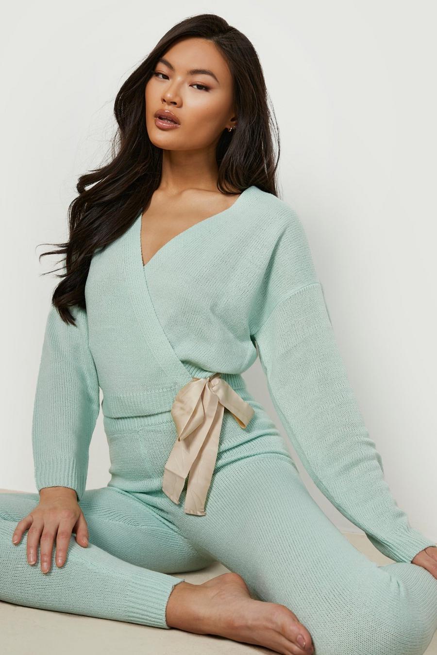 Mint Woman Ribbon Cropped Wrap Jumper image number 1