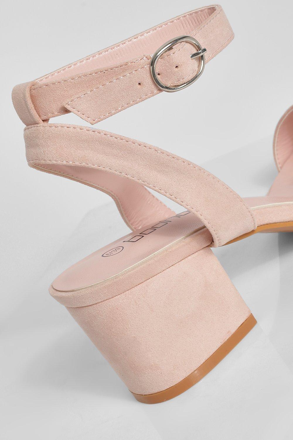 Pink Womens Shoes Heels Sandal heels Boohoo 2 Part Low Block Heel in Blush 