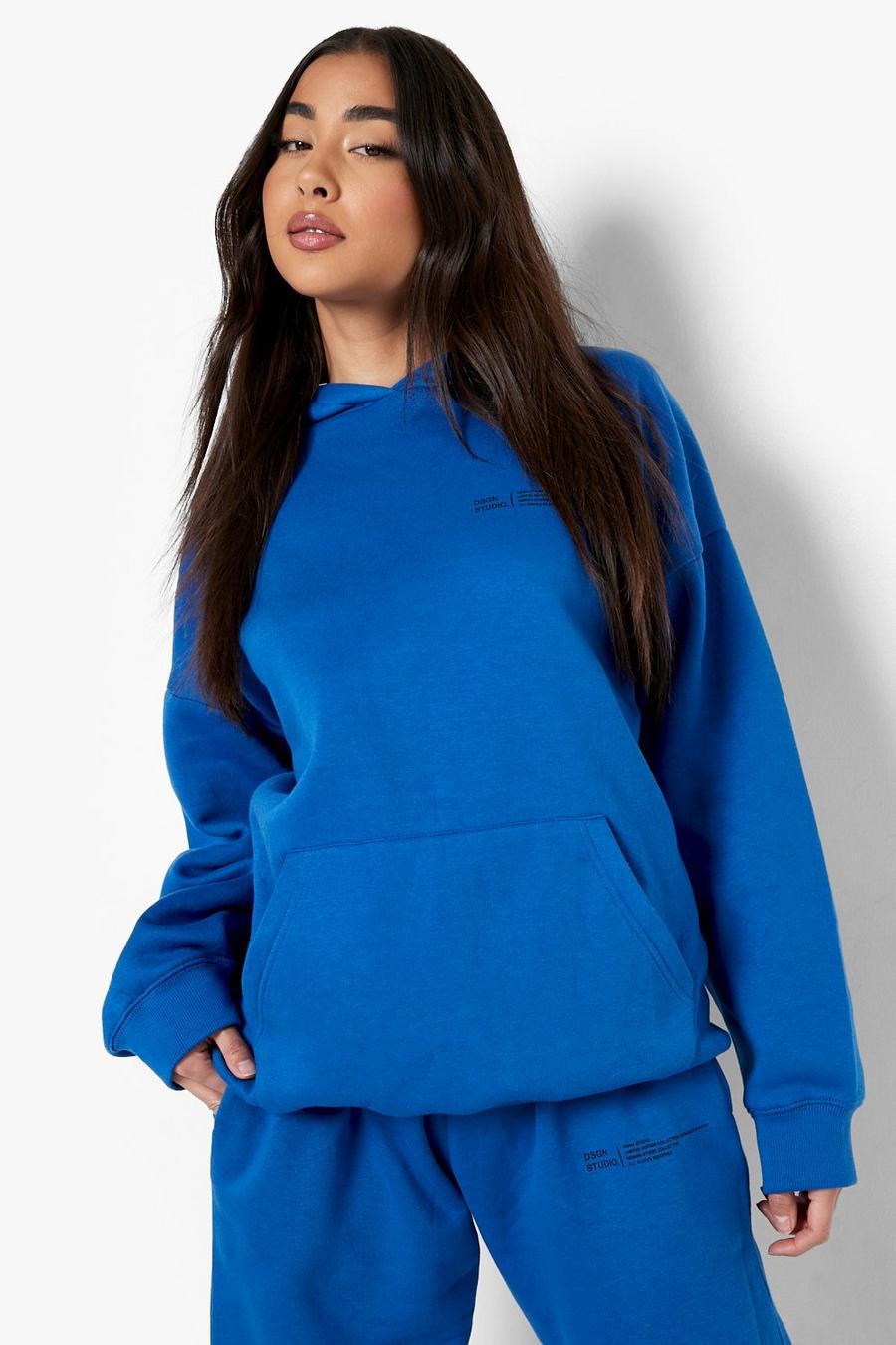 Cobalt blue Dsgn Studio Oversize hoodie med tryck  image number 1
