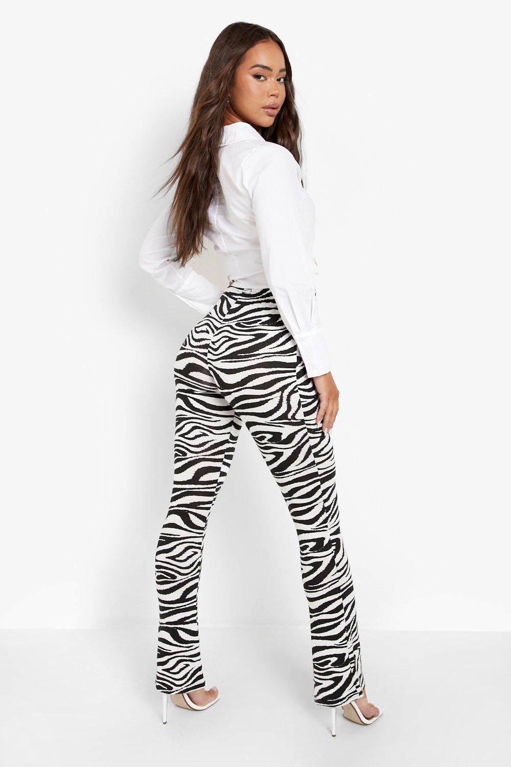 Zebra Print Flared Leggings