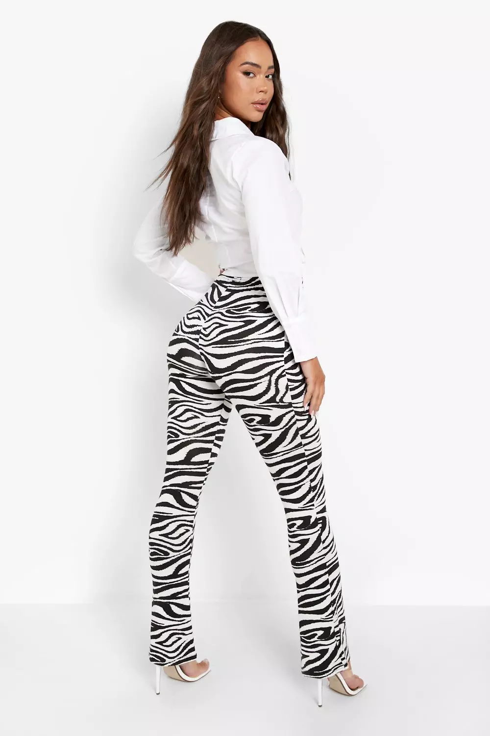 Zebra Print Flared Leggings