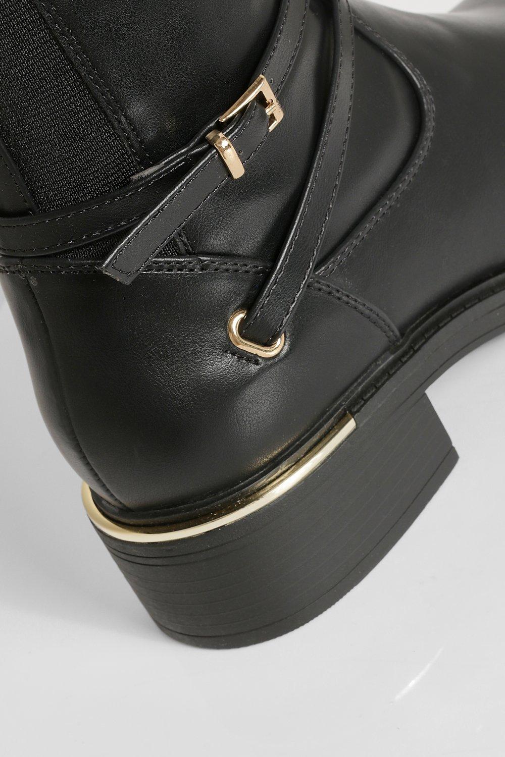 Ankle Buckle Detail Knee High Boots | boohoo USA