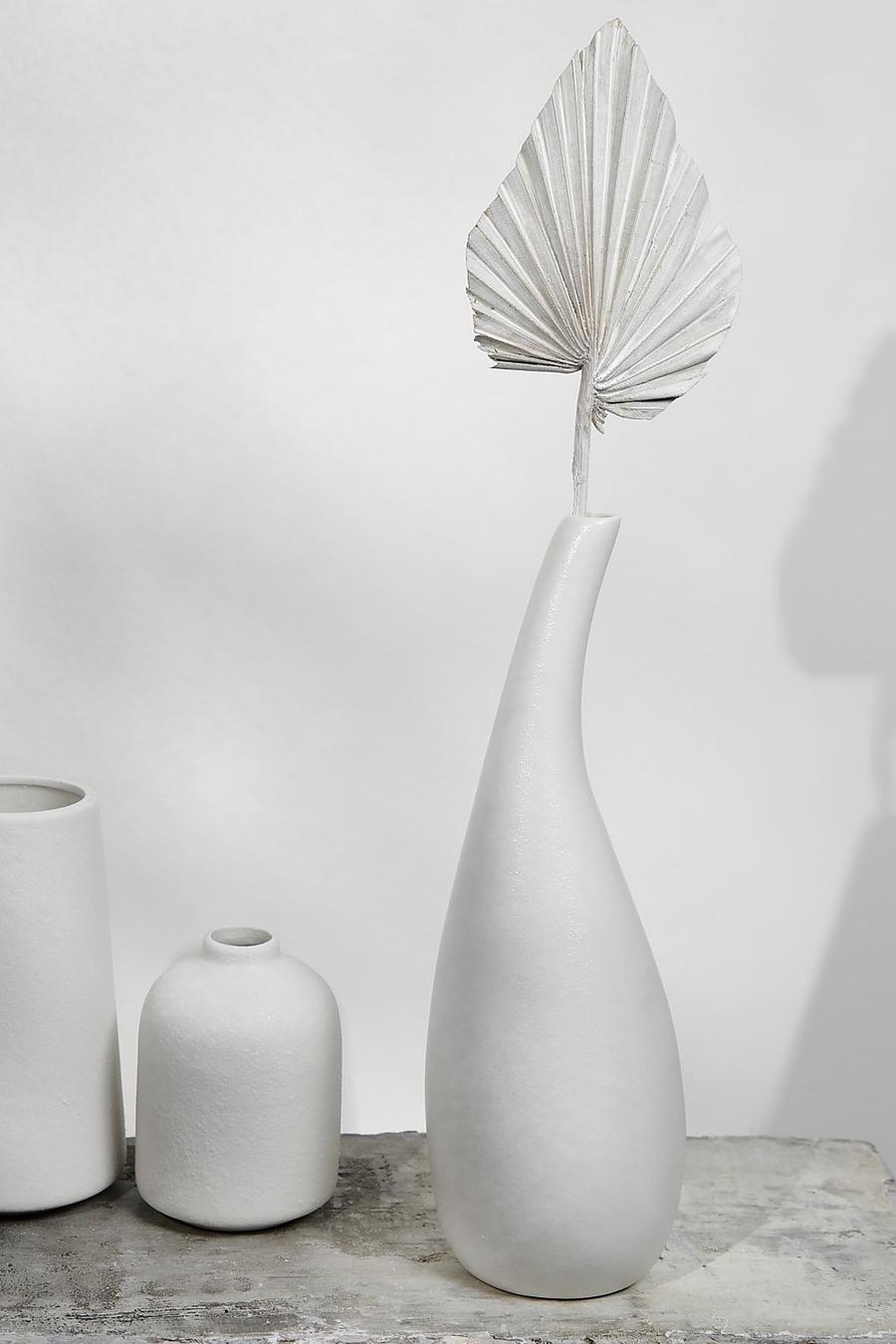 Cream blanco Textured Tall Stem Vase